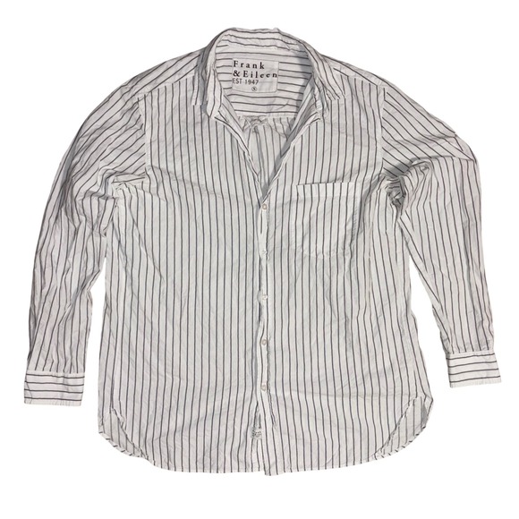 Frank & Eileen Tops - FRANK & EILEEN Joely Button Up Shirt Womens S White Black Stripe Cotton Italy